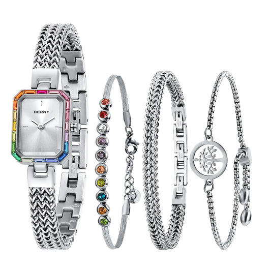 BERNY 2923L Women's Quartz Watch & Matching Bracelet Jewellery Set - Top G Watches