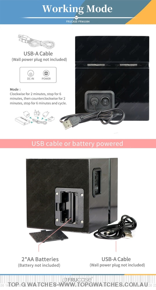 360 Auto Motion Winder Wooden Display Case - Powered By Usb Cable /Battery Mode. Watch Accessories