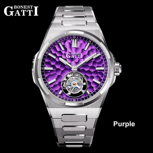 BONEST GATTI Hammer Pattern Automatic Tourbillon Watch Self Wind 80H Power Reserve Sapphire Crystal Luminous Watch BG7005 - Top G Watches