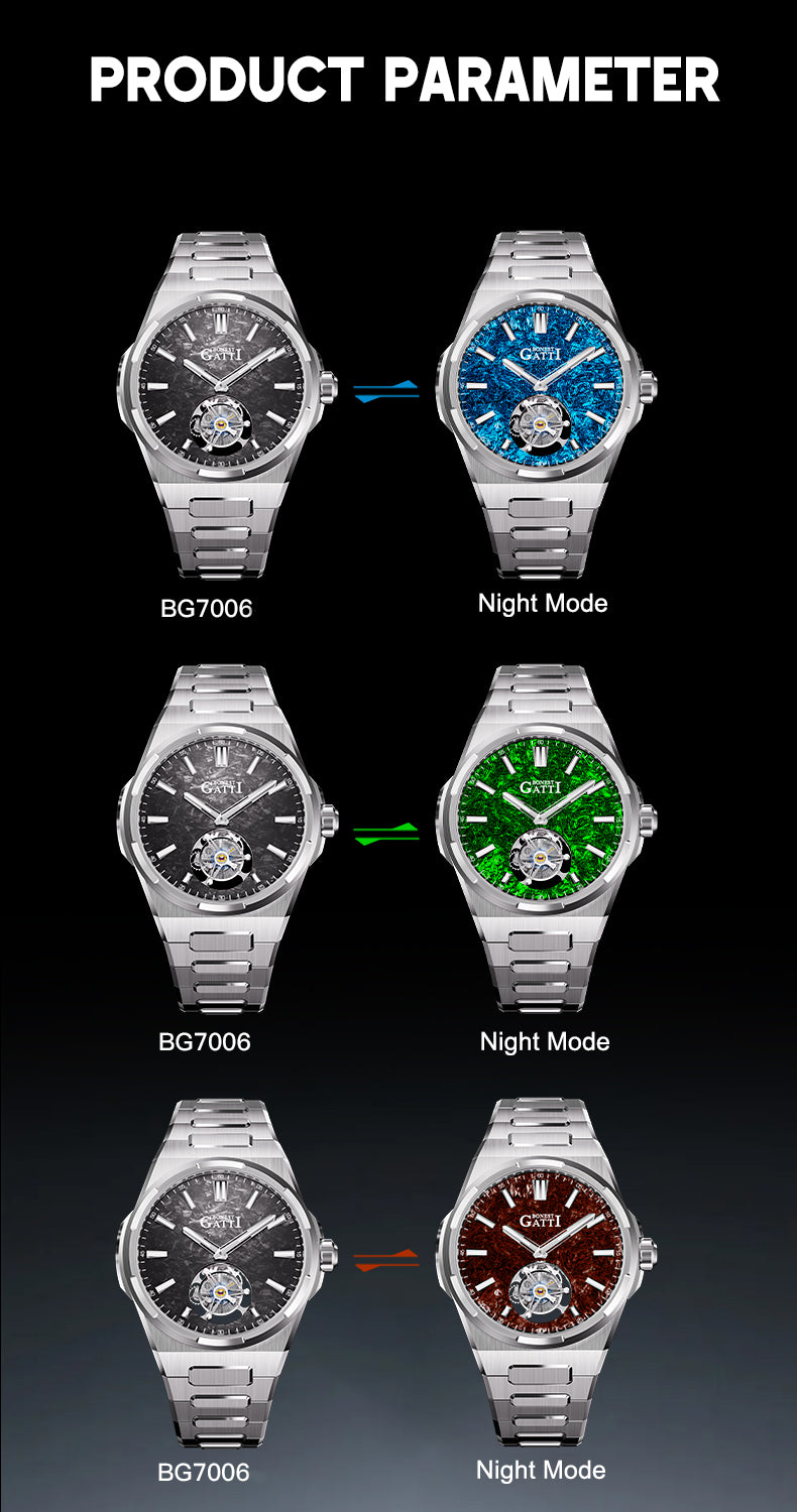 Bonest Gatti BG7006 Carbon Fiber – Luminous Tourbillon Automatic Sapphire Watch - Top G Watches