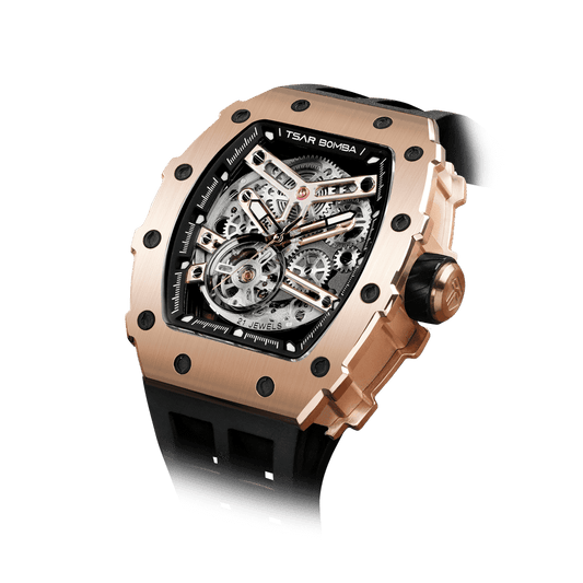 Official TSAR BOMBA Stainless Steel Automatic Skeleton Watch – TB8208A - Top G Watches