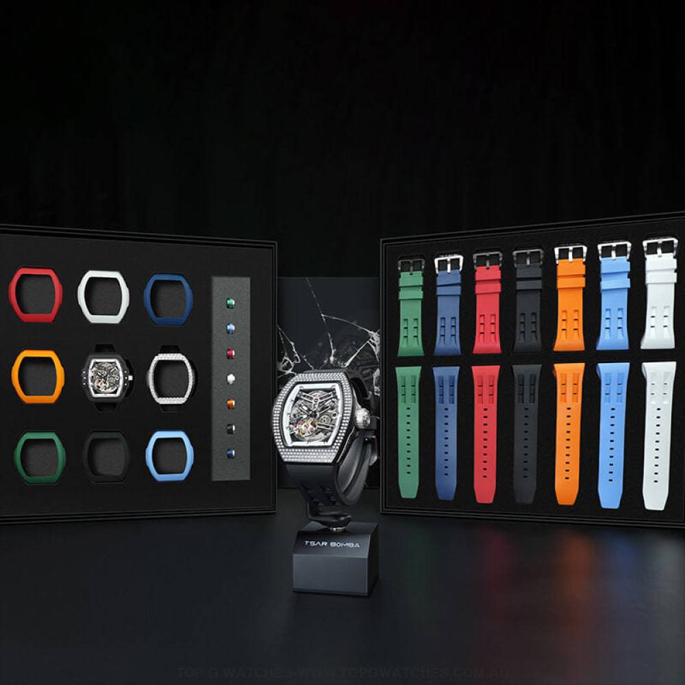 Official TSAR BOMBA Atomic-Interchangeable DIY Diamond Automatic Watch - TB8218D Multi-7 & Twin Combo - Top G Watches