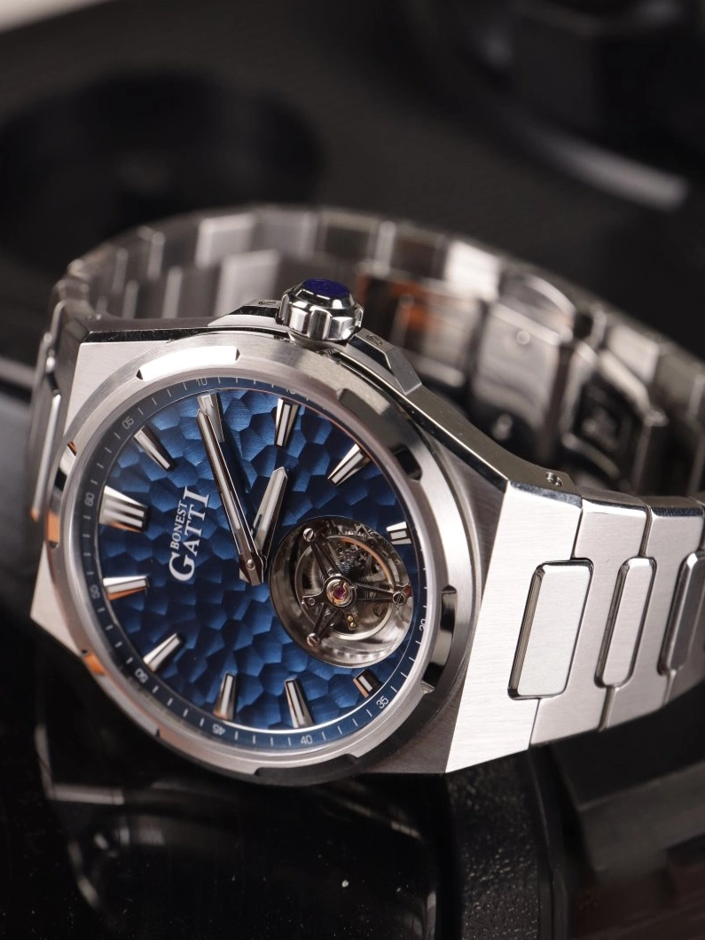 BONEST GATTI Hammer Pattern Automatic Tourbillon Watch Self Wind 80H Power Reserve Sapphire Crystal Luminous Watch BG7005 - Top G Watches