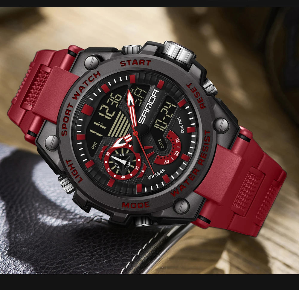 SANDA 3302 Digital LED Sports Watch - Waterproof Shock Resistant