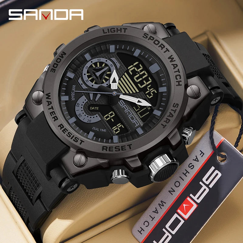 SANDA 3302 Digital LED Sports Watch - Waterproof Shock Resistant