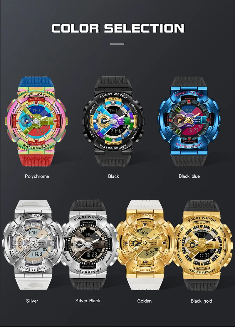 SANDA 9004 Digital Sports Watch - Waterproof Military G-Style Shockproof