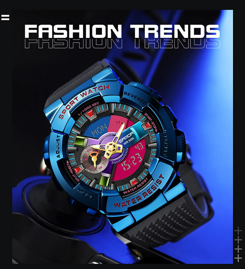 SANDA 9004 Digital Sports Watch - Waterproof Military G-Style Shockproof