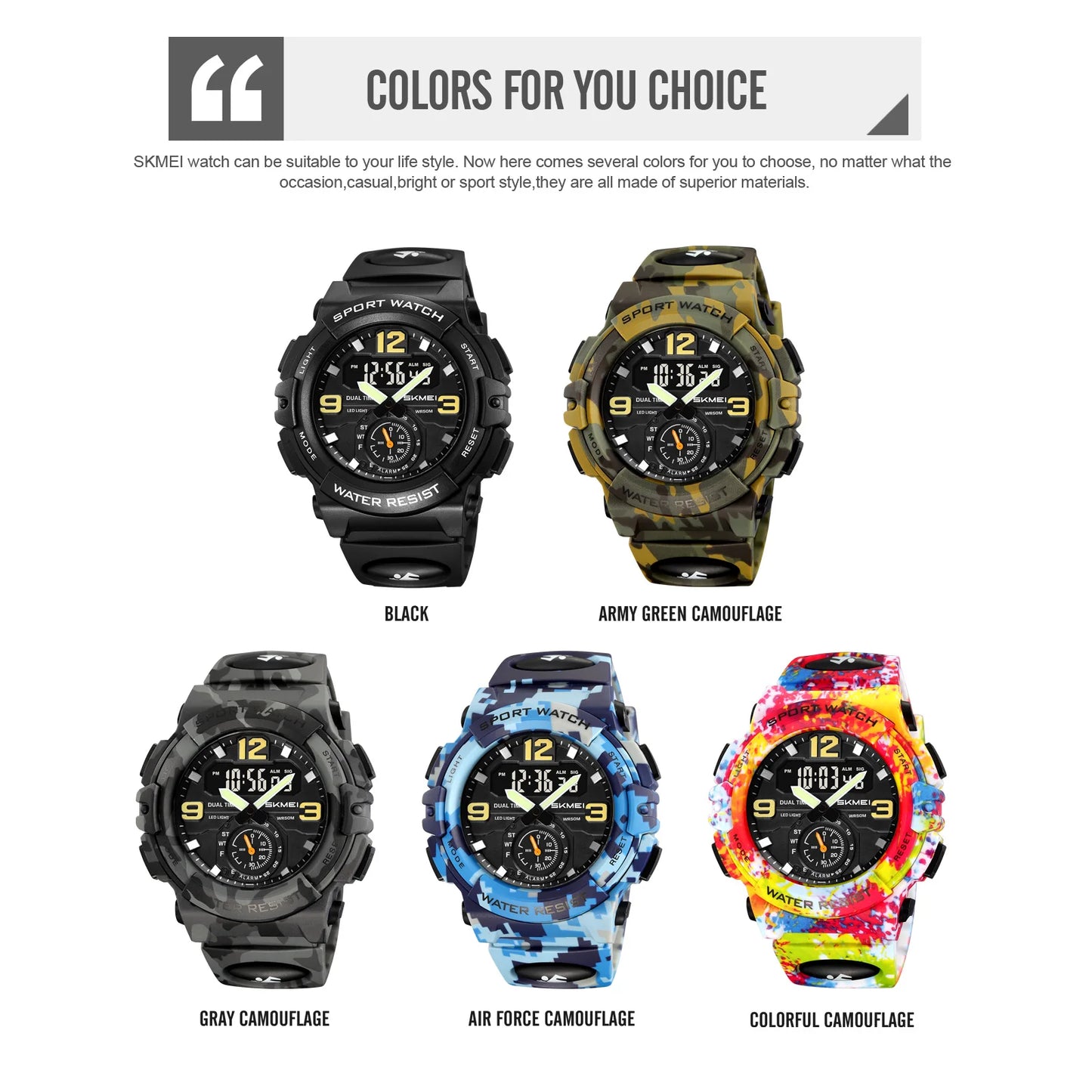 Vibrant Camo Skmei Sport Digital-Analog Quartz Watch - Top G Watches