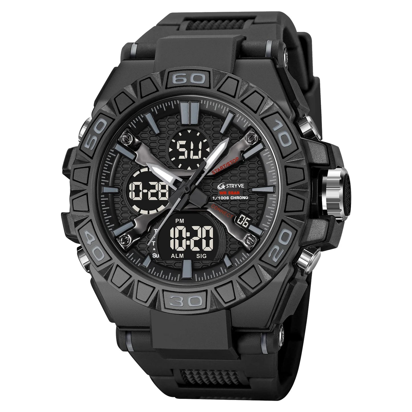 STRYVE S8026 Slim Digital Analog Sports – Waterproof Dual Display Watch - Top G Watches