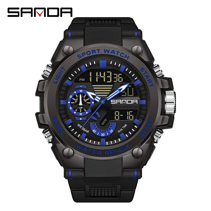 SANDA 3302 Digital LED Sports Watch - Waterproof Shock Resistant
