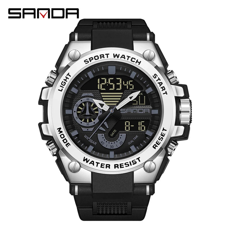 SANDA 3302 Digital LED Sports Watch - Waterproof Shock Resistant