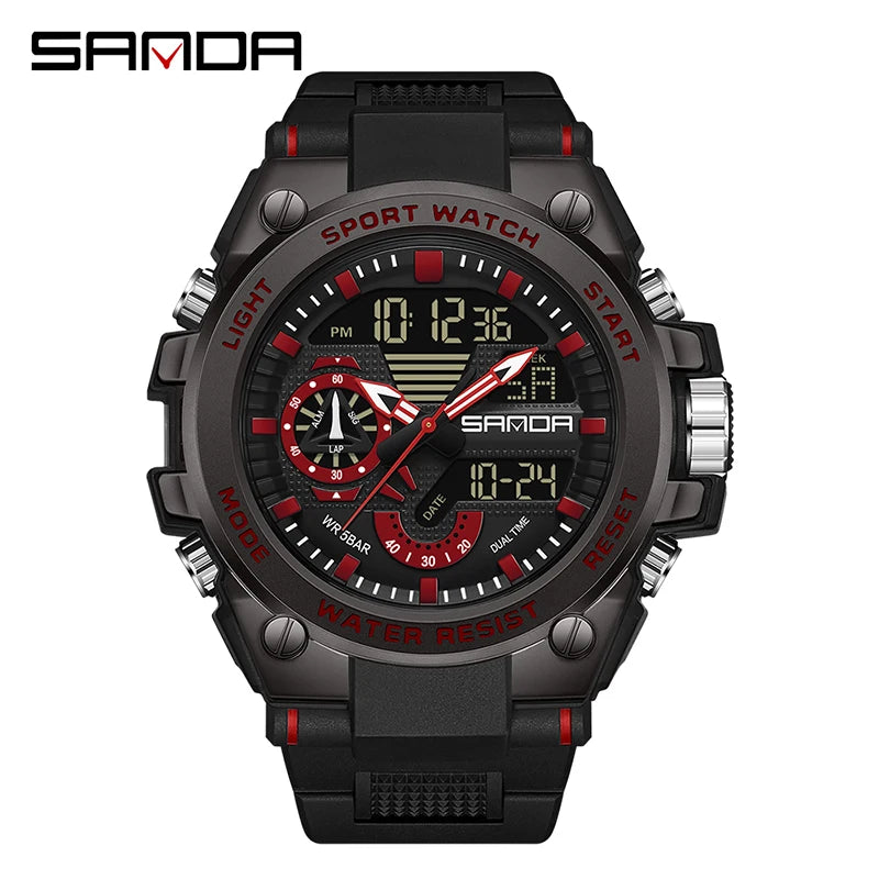 SANDA 3302 Digital LED Sports Watch - Waterproof Shock Resistant