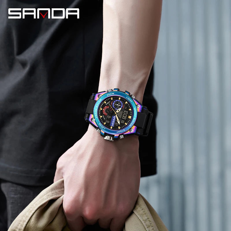 SANDA 3302 Digital LED Sports Watch - Waterproof Shock Resistant