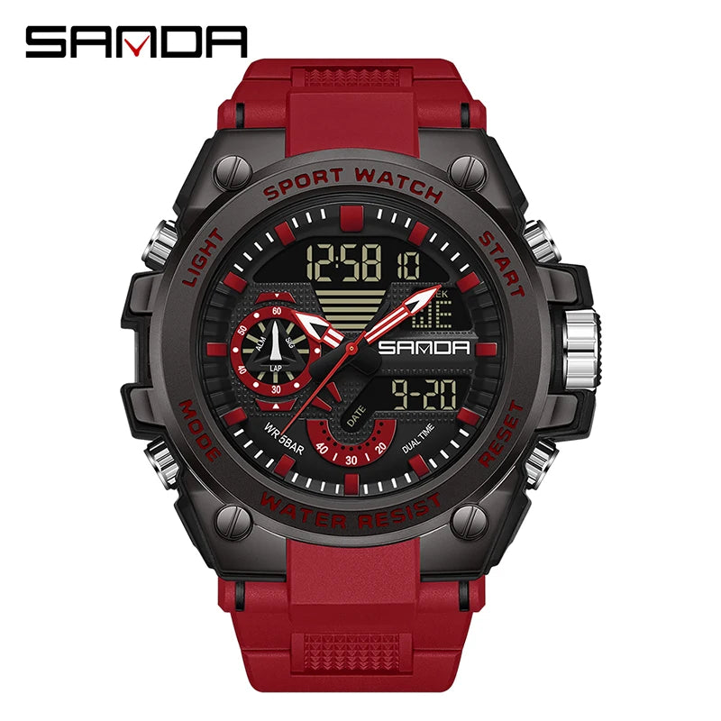 SANDA 3302 Digital LED Sports Watch - Waterproof Shock Resistant