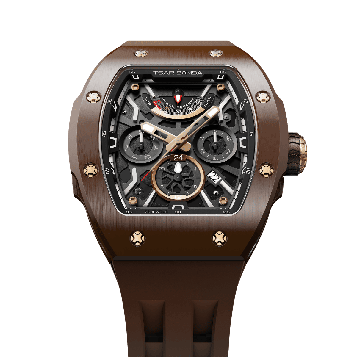 Official TSAR BOMBA – Full Ceramic Automatic Skeleton Watch (Miyota 9100) - TB8222C - Top G Watches