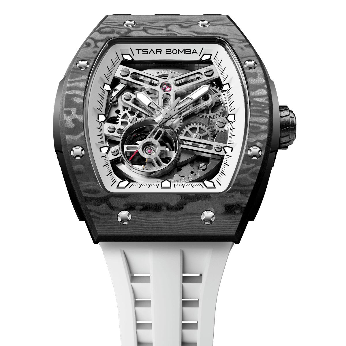 Official TSAR BOMBA Elemental-Carbon Fibre Automatic Skeleton Watch — TB8228CF