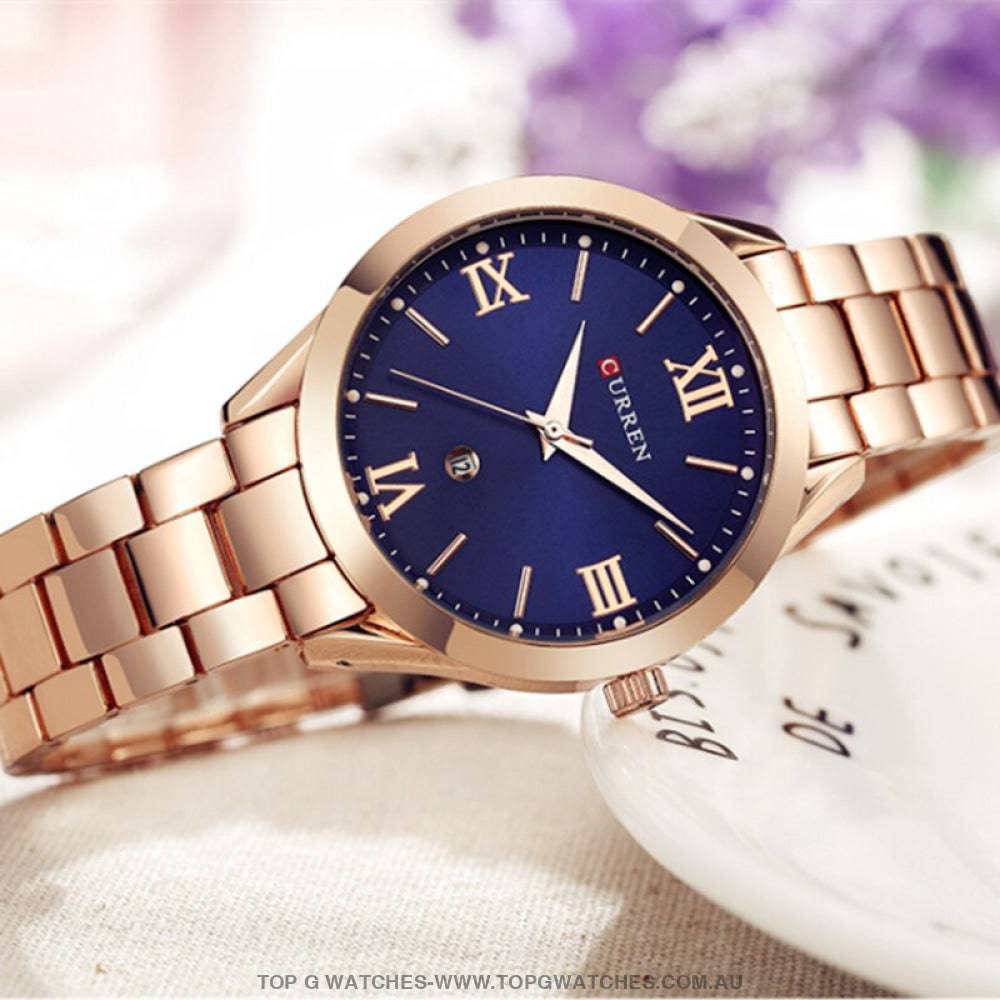 Fashion Curren Gold Silver Fashion Dress Casual Women's Quartz Watch - Top G Watches
