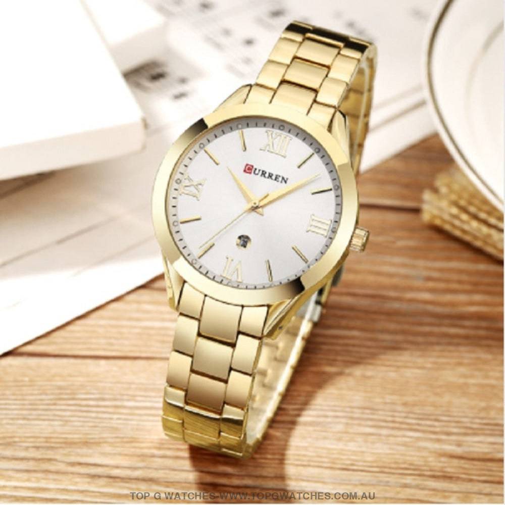 Fashion Curren Gold Silver Fashion Dress Casual Women's Quartz Watch - Top G Watches