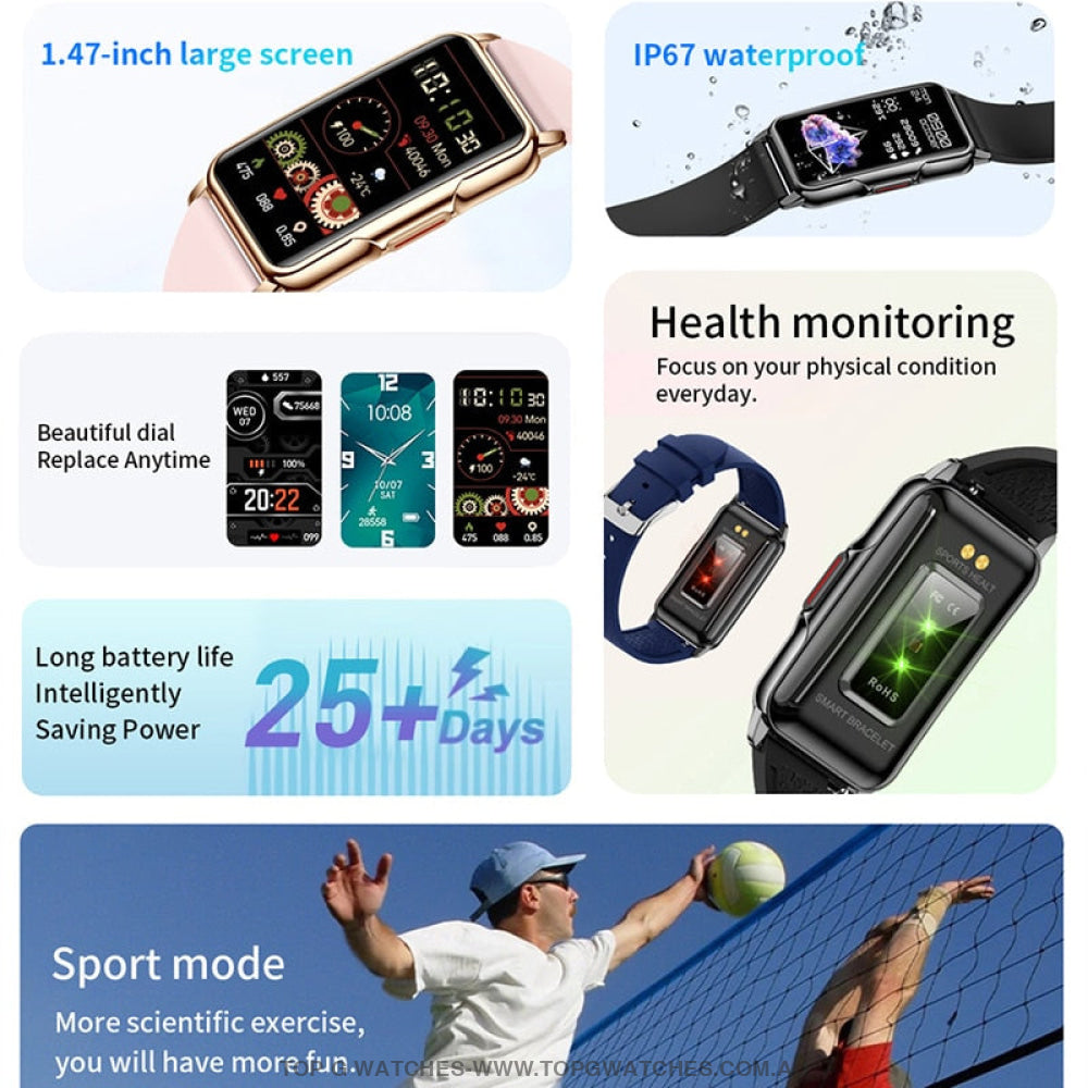 2022 New Luxury Sports Smart Digital Watch Men Women 1.47-inch Full Touch Fitness Health Tracker IP67 Waterproof Smartwatch - Top G Watches