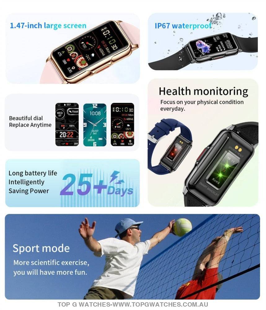 Elegant Light Smart Digital Full Touch Fitness Health Tracker Waterproof Smartwatch - Top G Watches