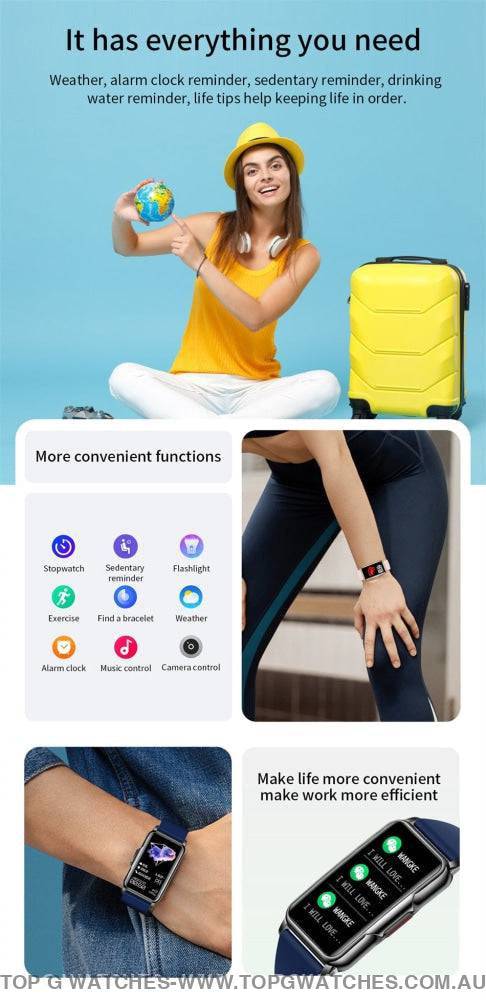 Elegant Light Smart Digital Full Touch Fitness Health Tracker Waterproof Smartwatch - Top G Watches