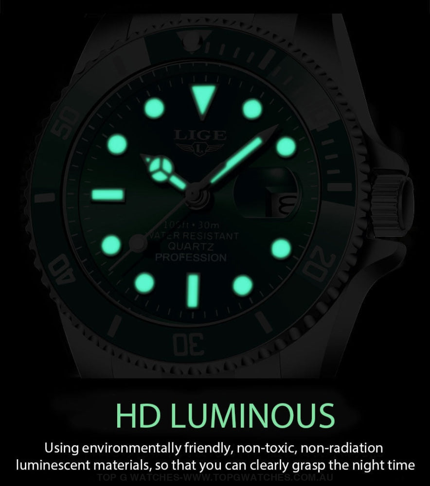 2023 Luxury Lige Profession Subdiver Chronograph Quartz Crystal Wristwatch Mens Watches