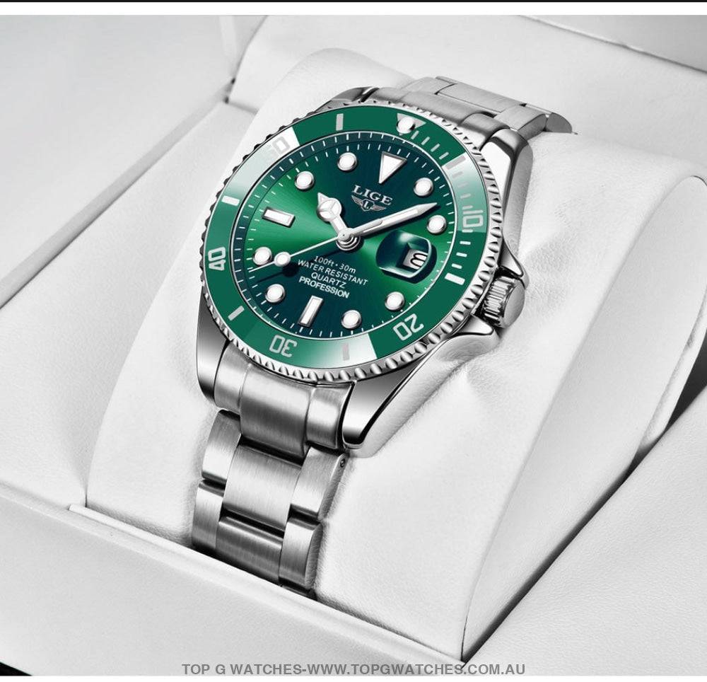 Luxury Lige Profession Subdiver Chronograph Quartz Crystal Wristwatch - Top G Watches