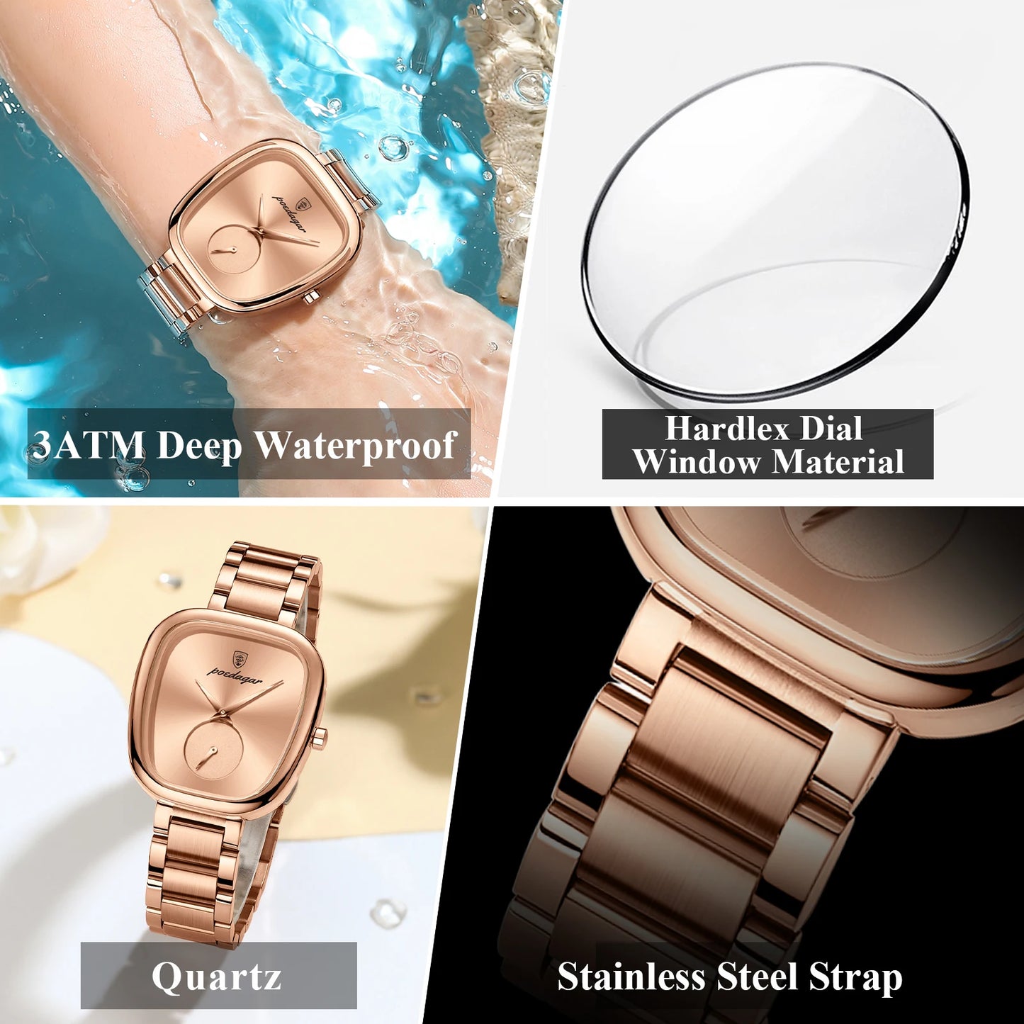Luxury Poedagar 783 Waterproof Stainless-Steel Quartz Ladies Watch - Top G Watches