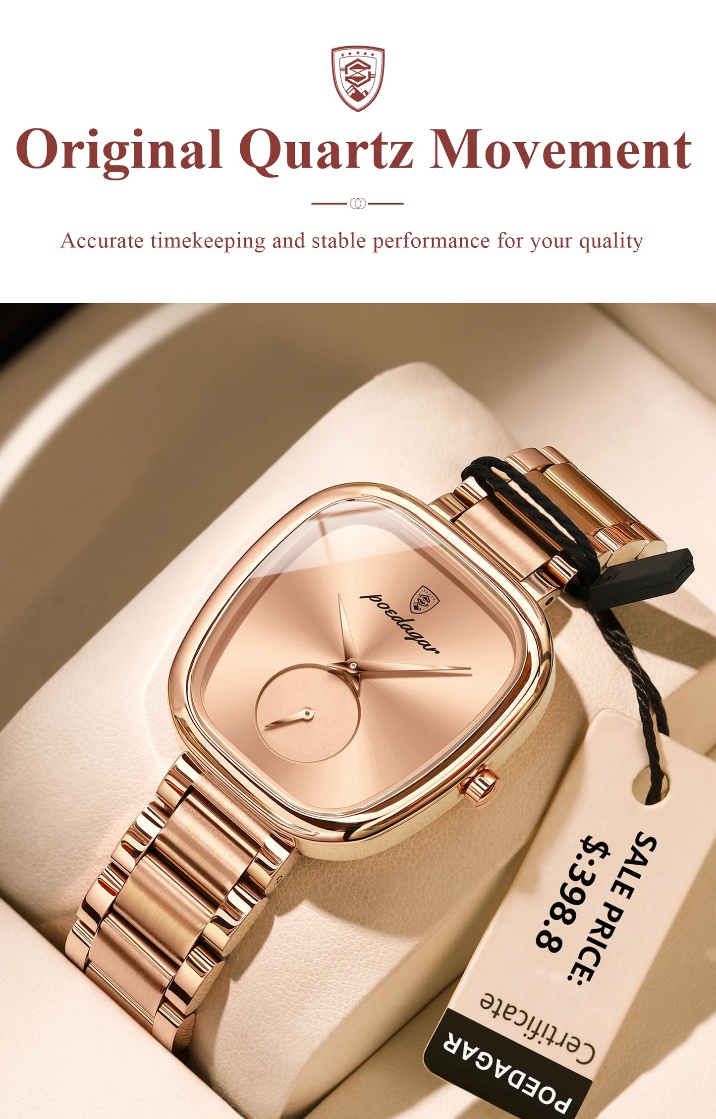 Luxury Poedagar 783 Waterproof Stainless-Steel Quartz Ladies Watch - Top G Watches