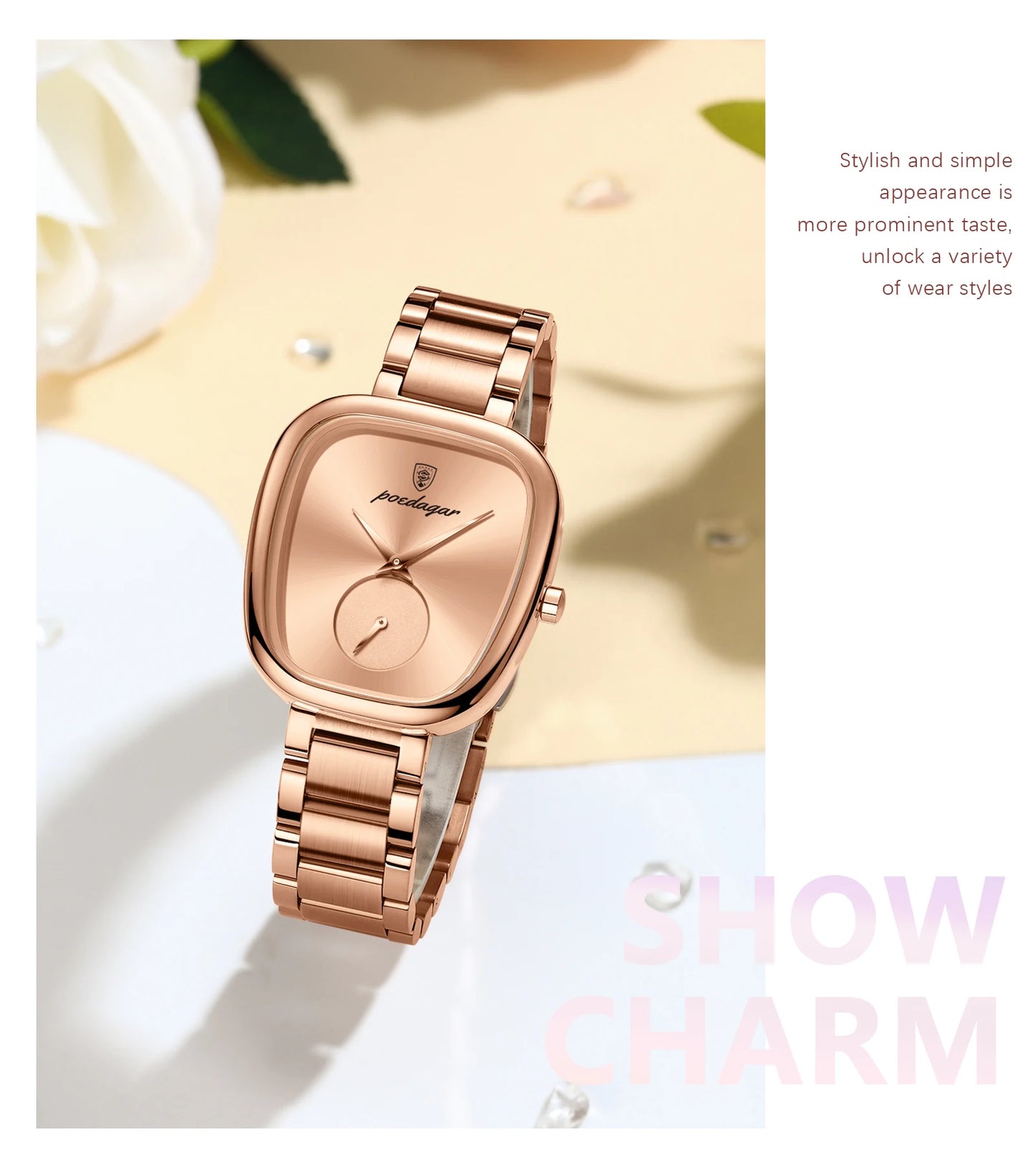 Luxury Poedagar 783 Waterproof Stainless-Steel Quartz Ladies Watch - Top G Watches
