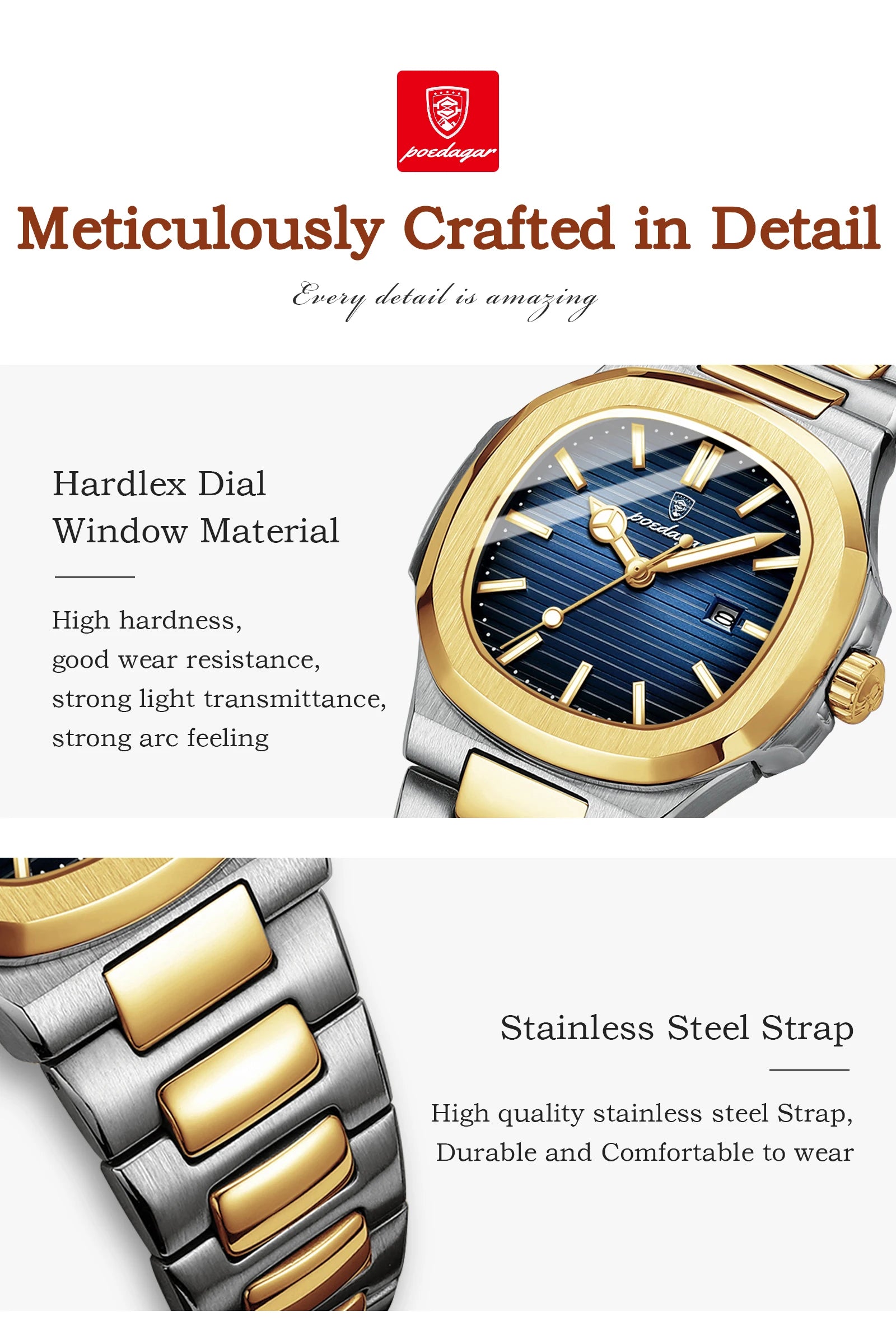 Luxury Poedagar P789 Waterproof Stainless-Steel Quartz Ladies Watch - Top G Watches