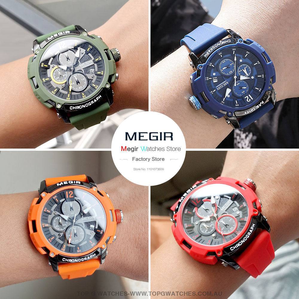 Trendy Megir' Street Sports 3ATM Waterproof Luminous Chronograph Quartz Wristwatch - Top G Watches
