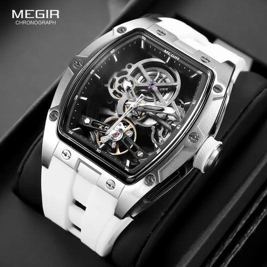 NEW Automatic Megir Mechanical Stainless Skeleton Dial Wristwatch - Top G Watches