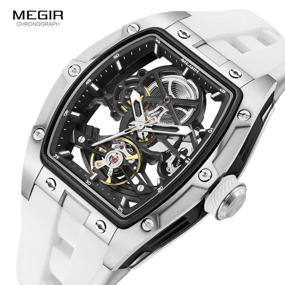 NEW Automatic Megir Mechanical Stainless Skeleton Dial Wristwatch - Top G Watches
