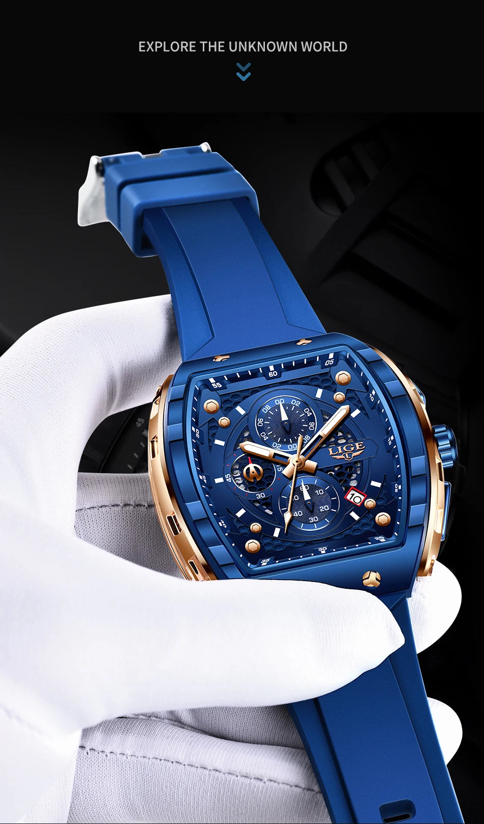 NEW Lige Tonneau Waterproof Sports Chronograph Quartz Watch - Top G Watches