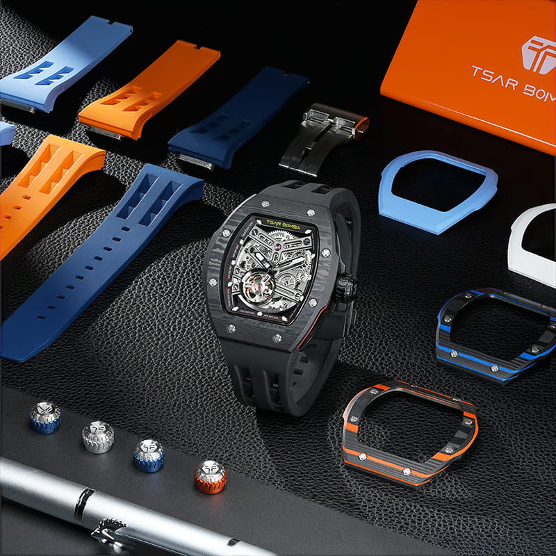 Official Tsar Bomba Atomic-Interchangeable Automatic Carbon Fibre Watch Single Combo Edition - TB8218 - Top G Watches