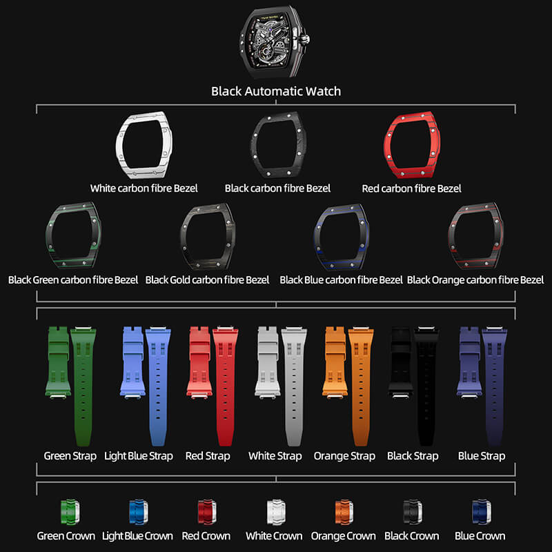 Official Tsar Bomba Atomic-Interchangeable Automatic Watch Carbon Fibre Combo - TB8218 - Top G Watches