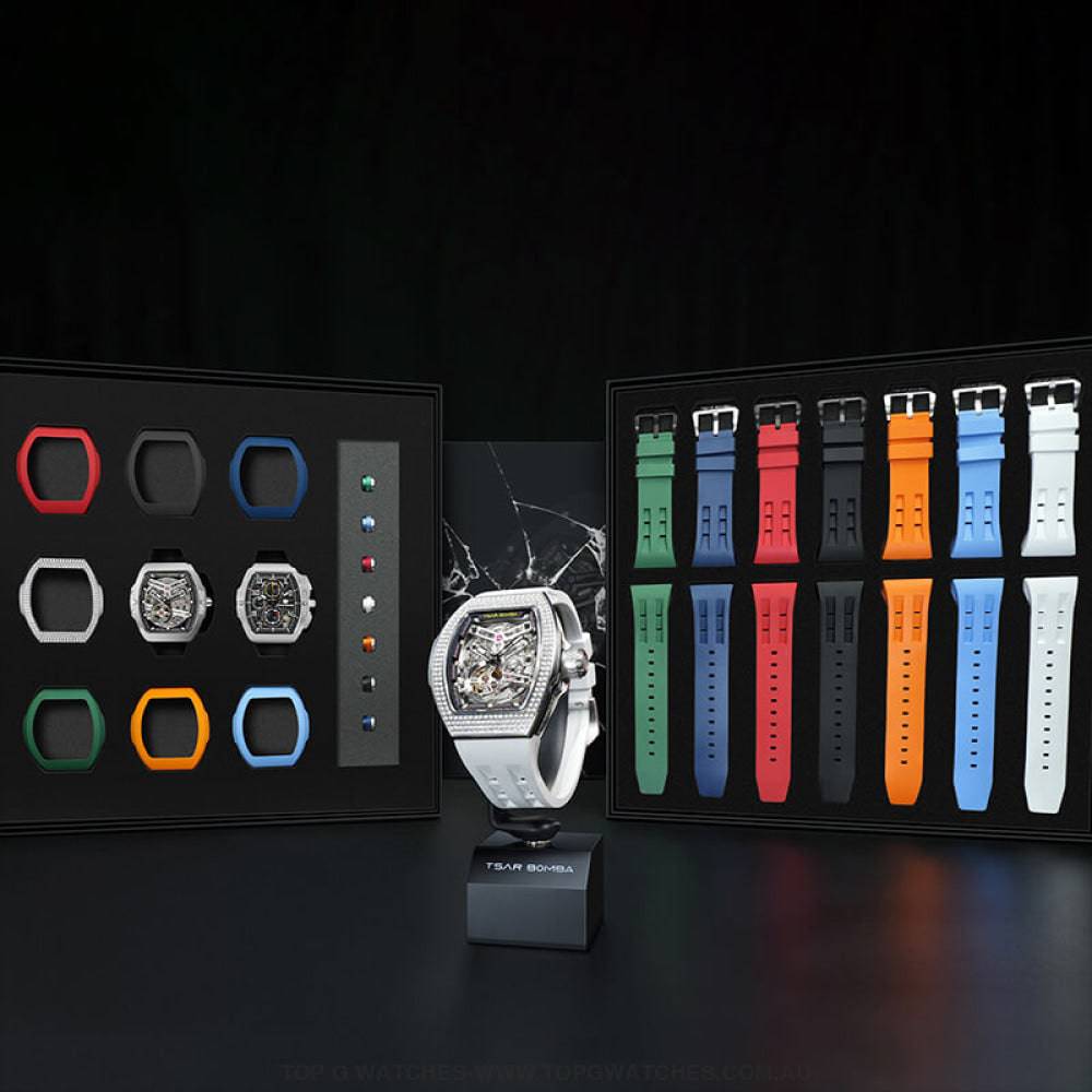 Official TSAR BOMBA Atomic-Interchangeable DIY Diamond Automatic Watch - TB8218D Multi-7 & Twin Combo - Top G Watches