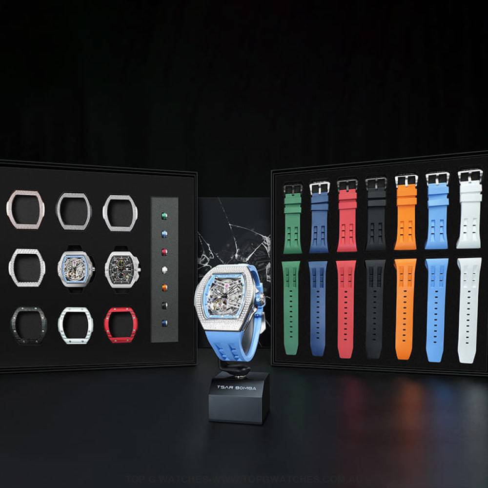 Official TSAR BOMBA Atomic-Interchangeable DIY Diamond Automatic Watch - TB8218D Multi-7 & Twin Combo - Top G Watches