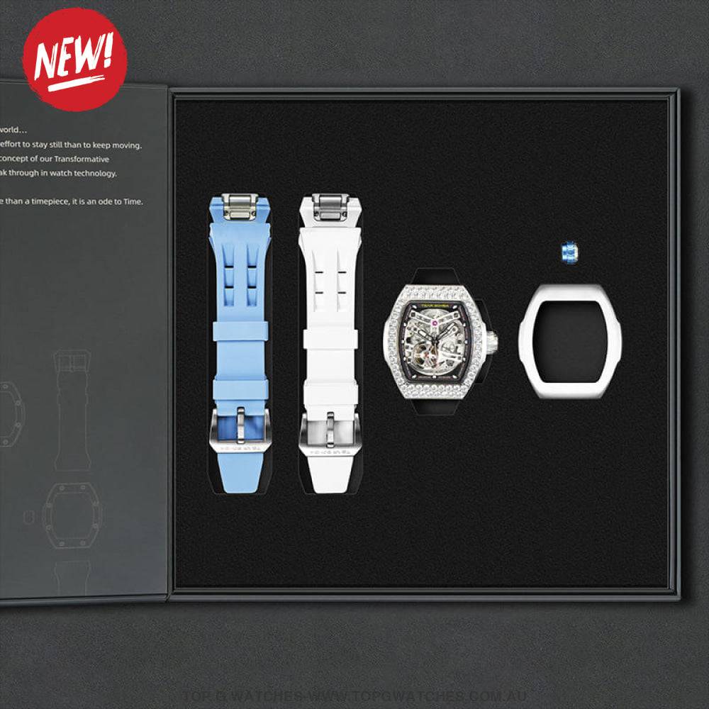 Official TSAR BOMBA Atomic-Interchangeable DIY Diamond Automatic Watch - TB8218D Multi-7 & Twin Combo - Top G Watches