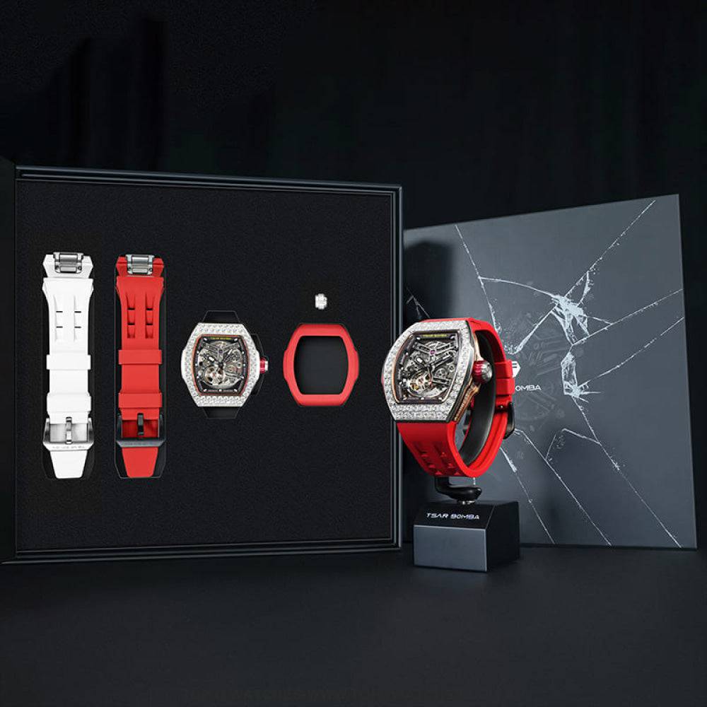 Official TSAR BOMBA Atomic-Interchangeable DIY Diamond Automatic Watch - TB8218D Multi-7 & Twin Combo - Top G Watches