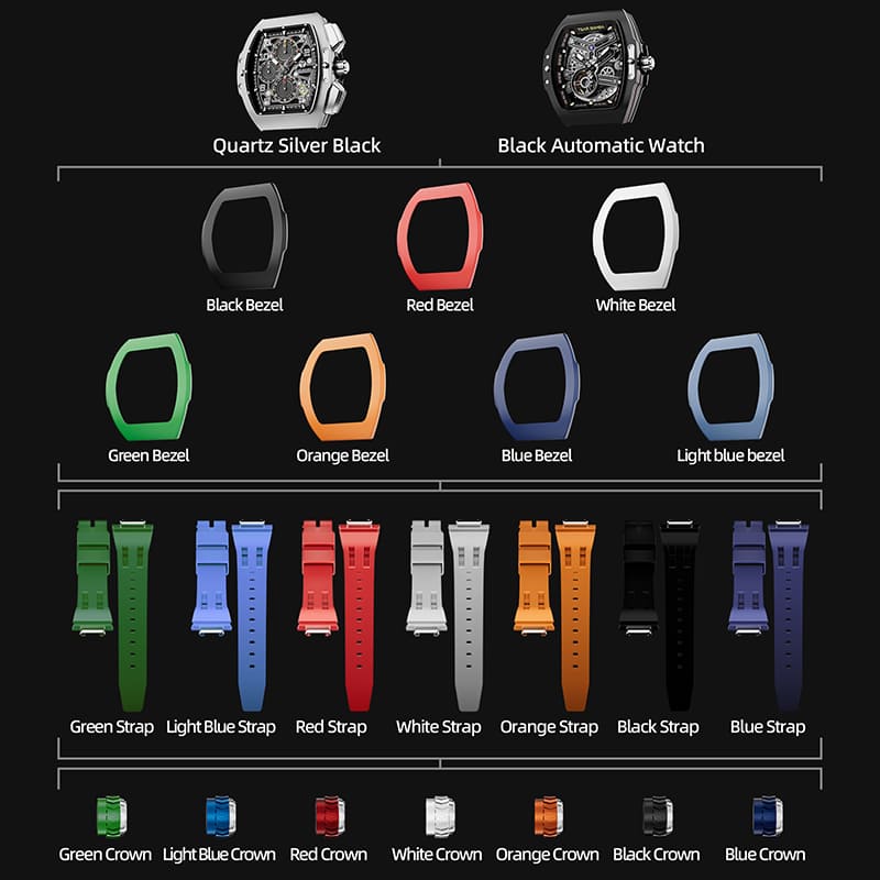 Official TSAR BOMBA Atomic-Interchangeable Seiko VK67 Calendar Mechanical Watch - TB8214 Multi-Combo - Top G Watches