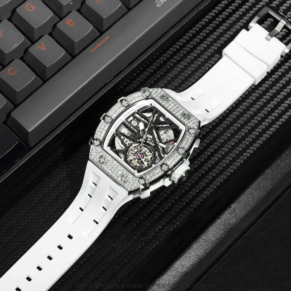 Official TSAR BOMBA Automatic Mechanical Waterproof Diamond Finish Watch TB8209D - Top G Watches