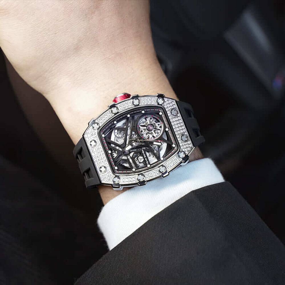 Official TSAR BOMBA Automatic Mechanical Waterproof Diamond Finish Watch TB8209D - Top G Watches