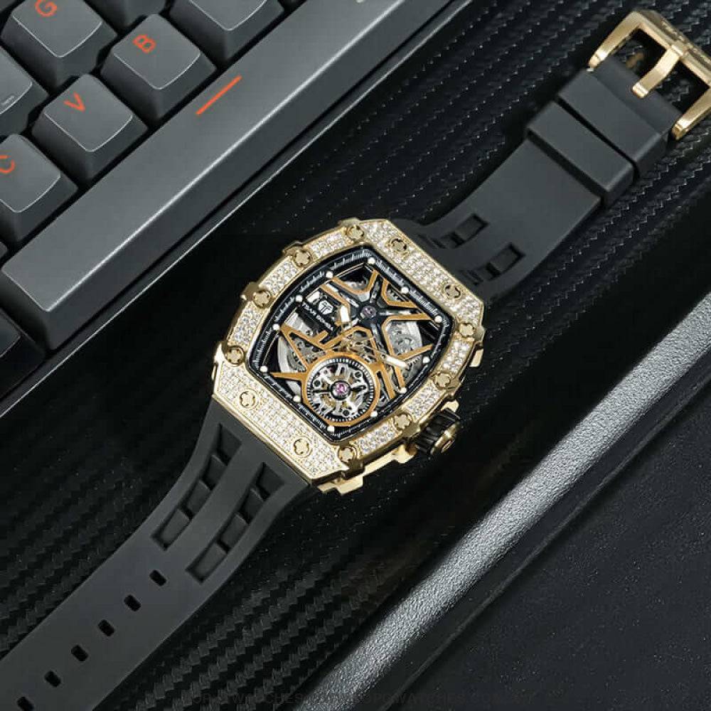 Official TSAR BOMBA Automatic Mechanical Waterproof Diamond Finish Watch TB8209D - Top G Watches