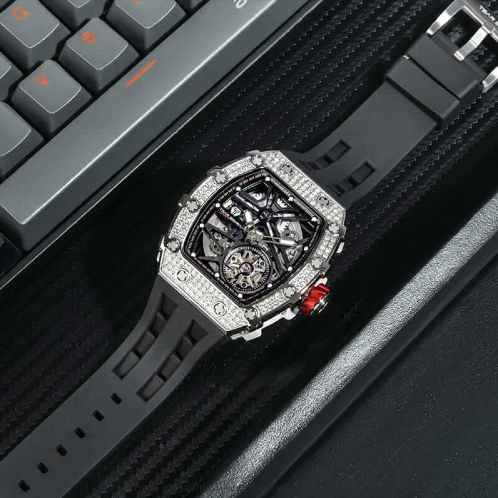 Official TSAR BOMBA Automatic Mechanical Waterproof Diamond Finish Watch TB8209D - Top G Watches