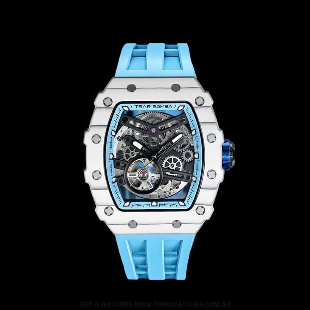 Official TSAR BOMBA Elemental Series Automatic Mechanical Carbon Fibre Watch TB8208CF - Top G Watches