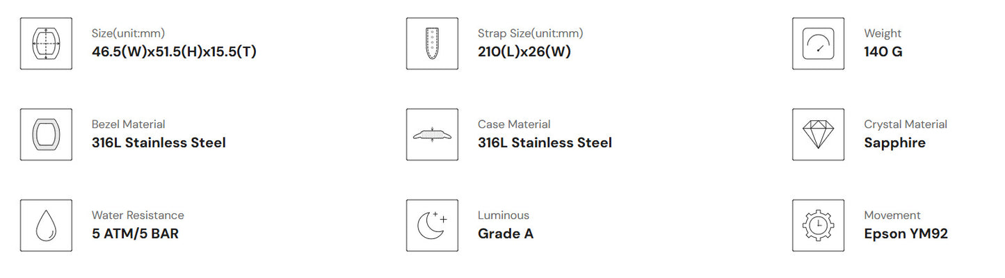 Official TSAR BOMBA Elemental Series Quartz Waterproof Mechanical Watch MK2 - TB8211Q-II - Top G Watches