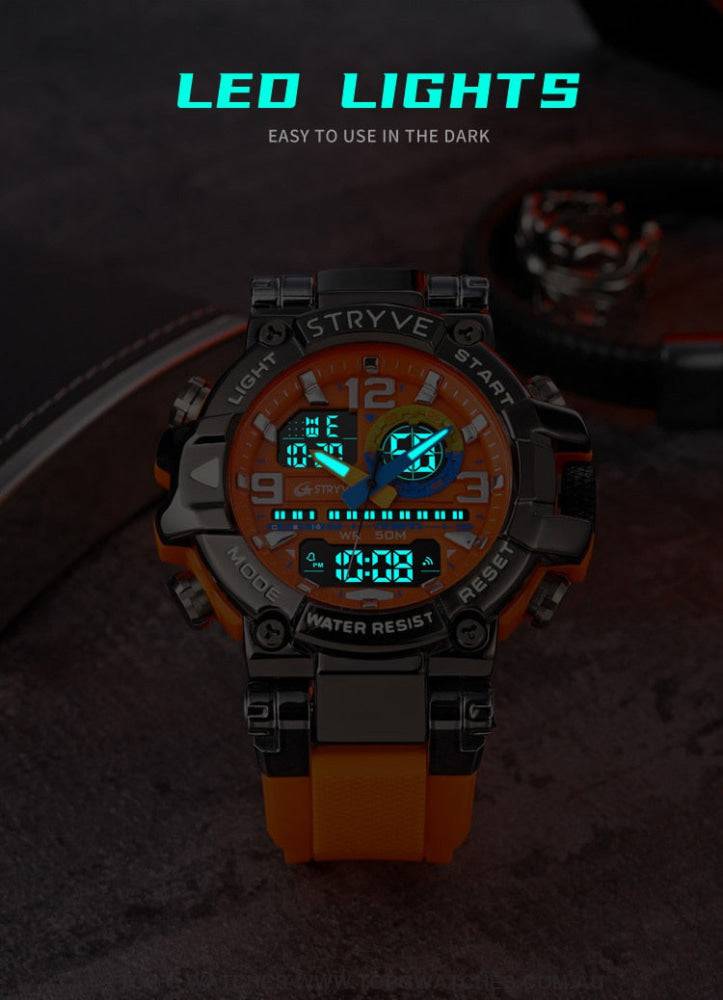 Top Sports Luxury Stryve Digital-Analog Dual Waterproof Sports Watch - Top G Watches