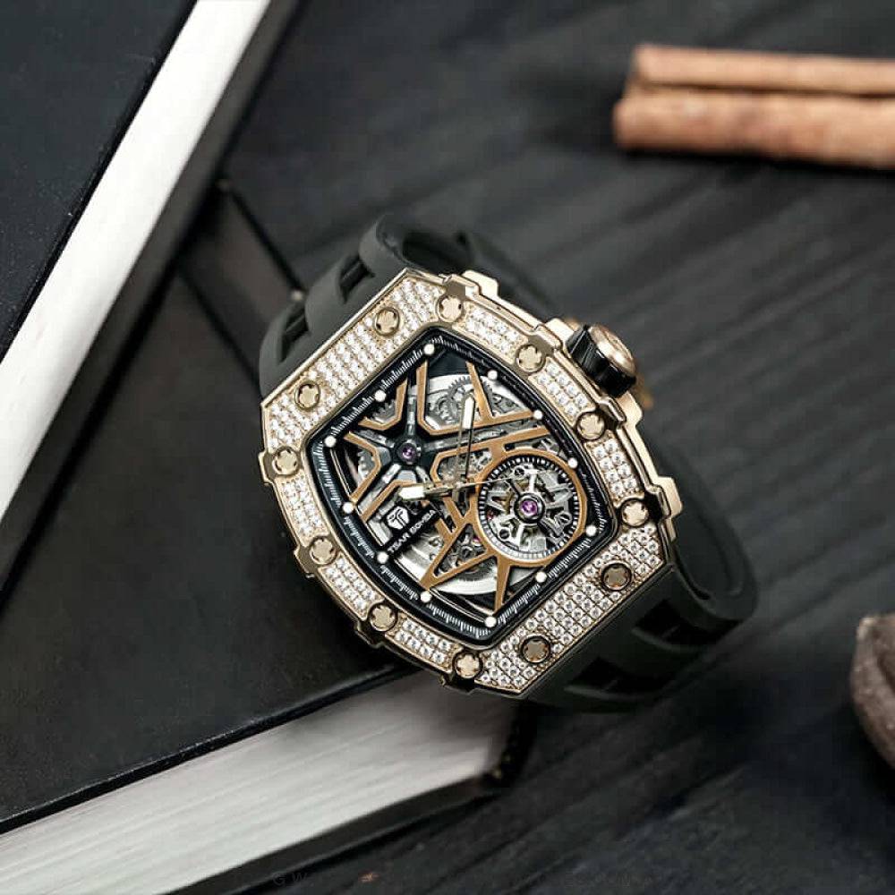 Official TSAR BOMBA Automatic Mechanical Waterproof Diamond Finish Watch TB8209D - Top G Watches